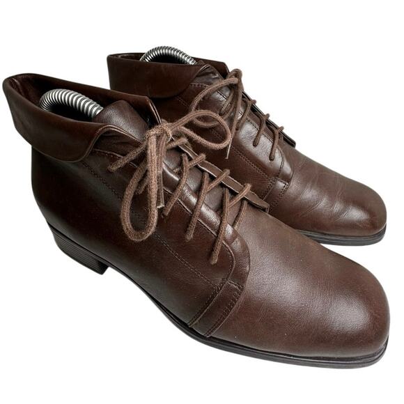 Vtg Y2K St Johns Bay Brown Leather LaceUp Ankle Boots Women 7.5 M Whimsigoth 90s - Picture 14 of 16